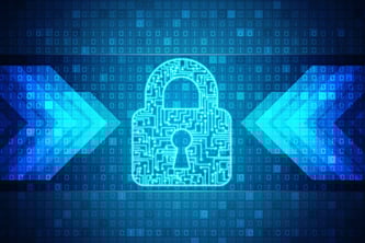 Safety concept: Closed Padlock on digital background